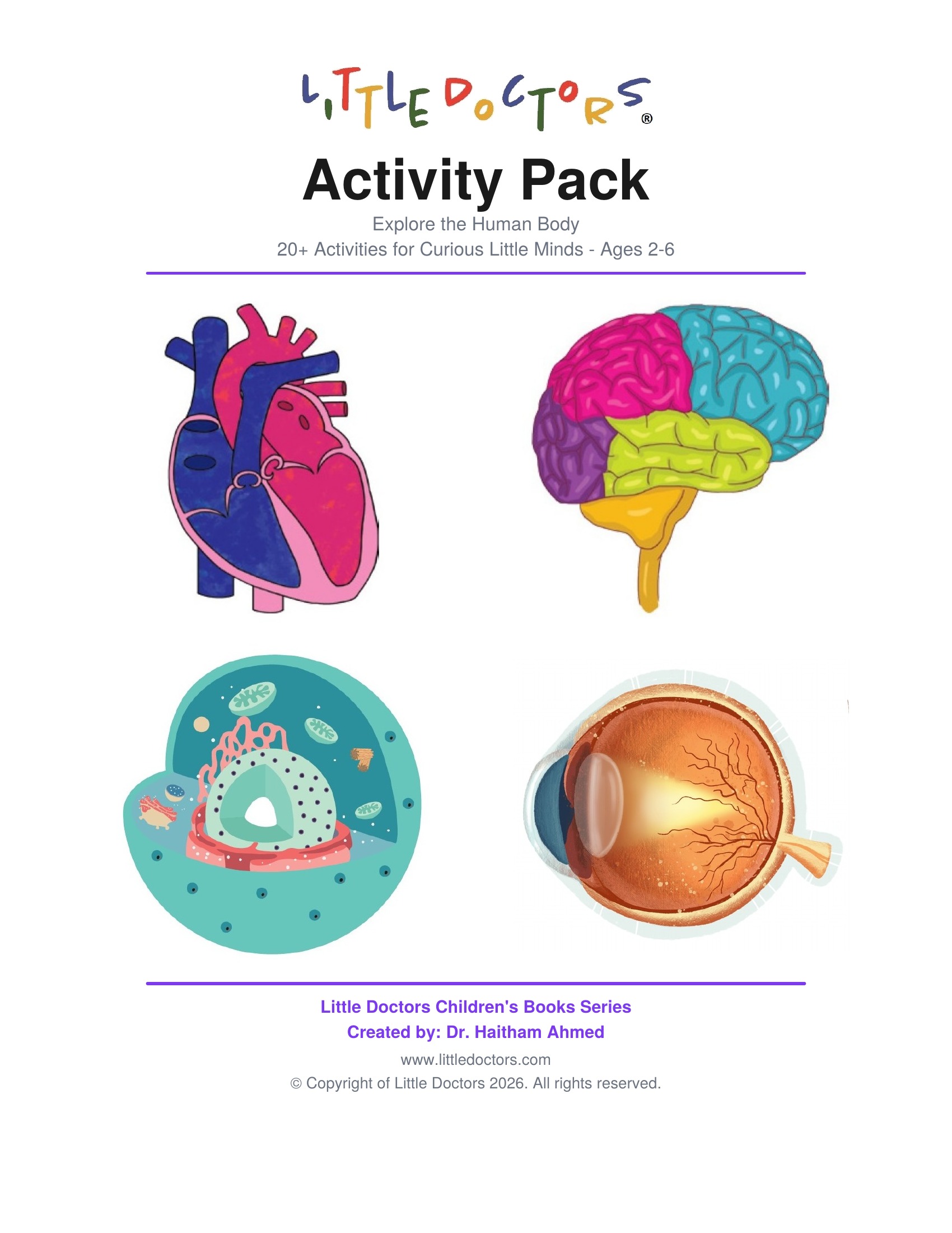 Little Doctors Activity Pack - Doctor-written printable human body activities for kids ages 2-7