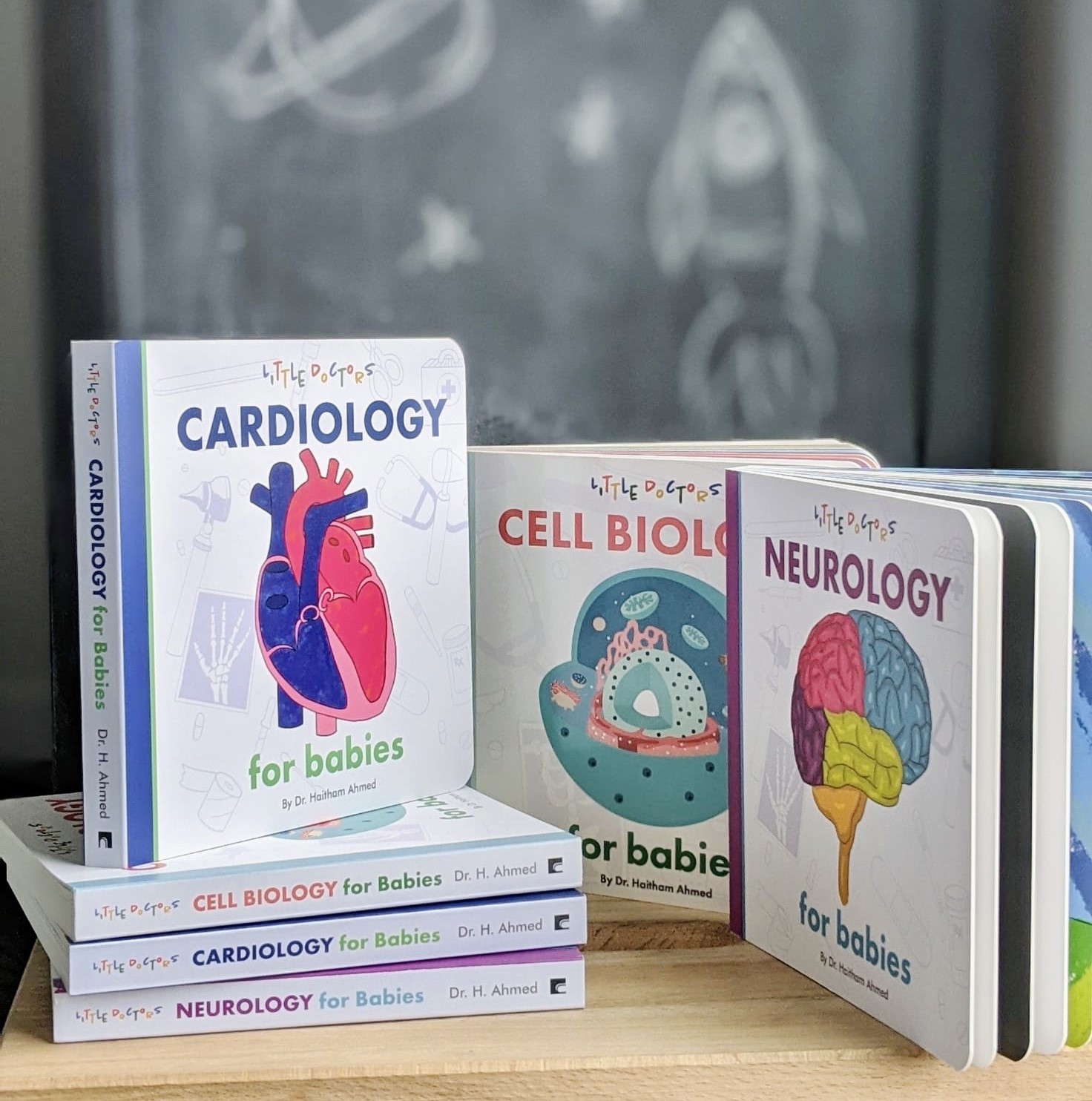 Little Doctors Children's Books Set by Dr. Haitham Ahmed - Cardiology, Neurology, and Cell Biology for Babies board books